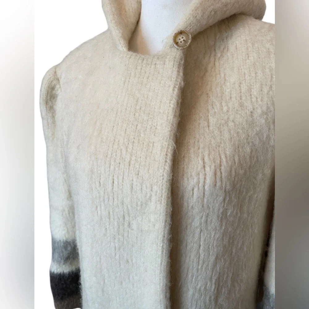 Vintage 70s Icelandic Wool Trench Coat Hooded by Hilda LTD